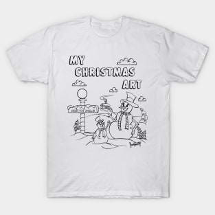 Snowman dad and son printable coloring T-Shirt